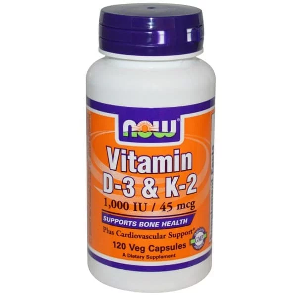 NOW Vitamin D-3 and K-2 120 caps фото