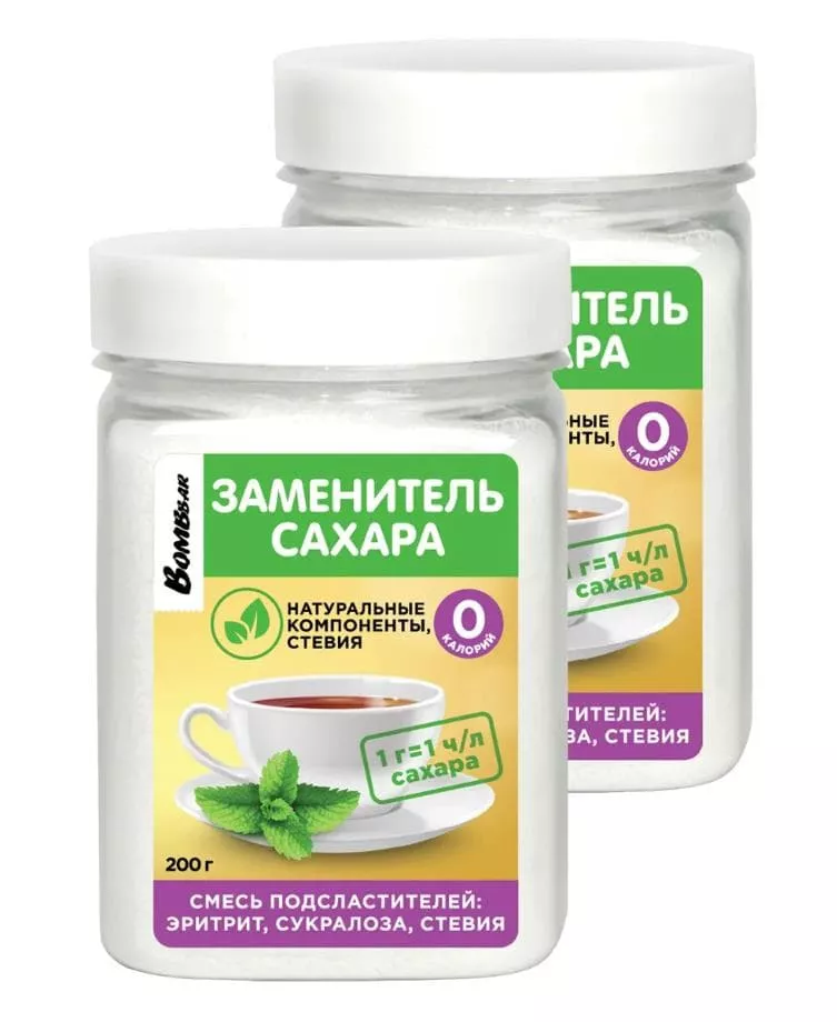 BOMBBAR Заменитель Сахара Эритрит, Сукралоза, Стевия 200g