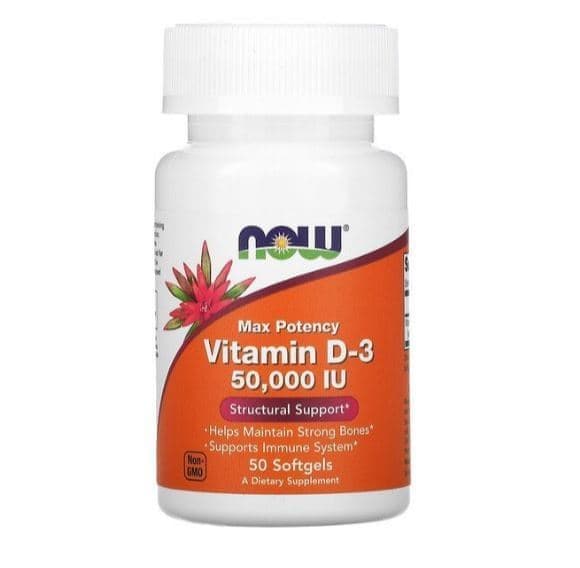 NOW Vitamin D-3 50000iu 50 softgels фото