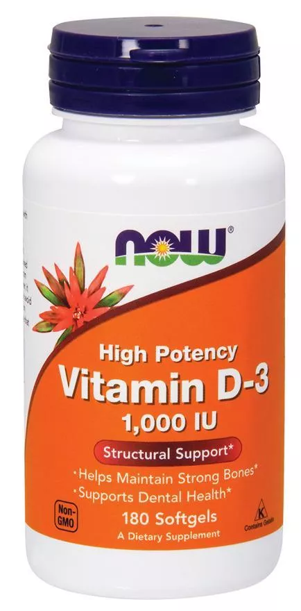 NOW Vitamin D-3 1000 ME 180 sgels фото